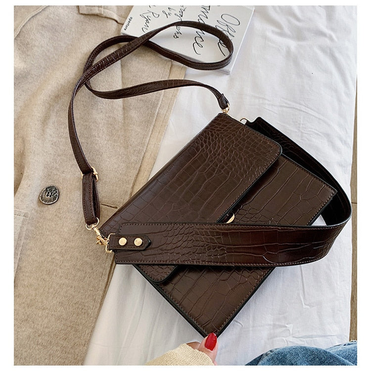 Sac Bandoulière Effet Relief Crocodile