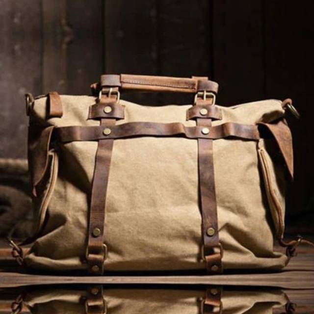 Sac de Voyage à Main Vintage en Toile pour Homme