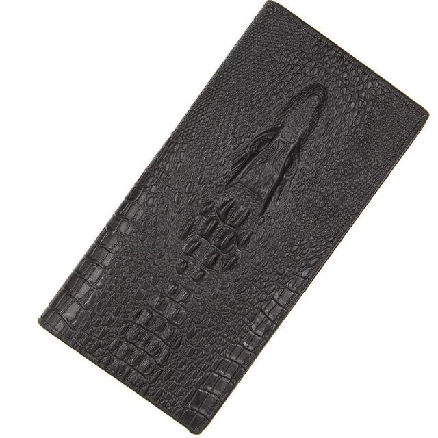 Portefeuille à Motifs Crocodile Mince en Cuir