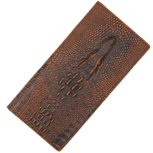Portefeuille à Motifs Crocodile Mince en Cuir