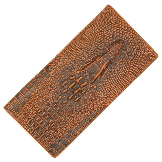 Portefeuille à Motifs Crocodile Mince en Cuir