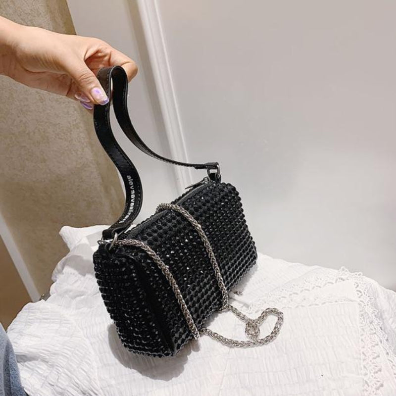 Sac à Main Carré à Epaule avec Strass