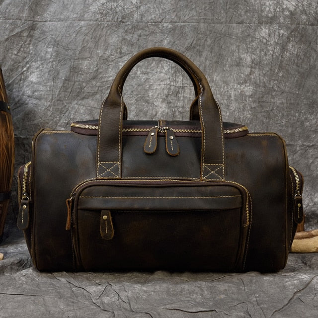 Sac de Voyage Vintage en Cuir pour Homme Sac de Jour